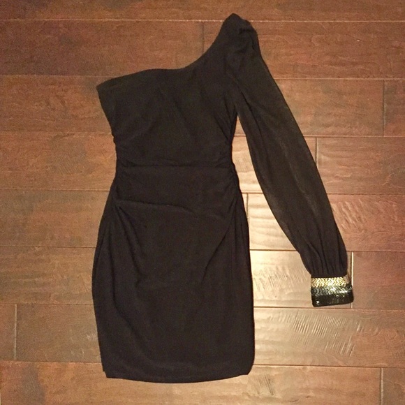 Ruby Rox Dresses & Skirts - Ruby Rox black party dress with one sheer sleeve