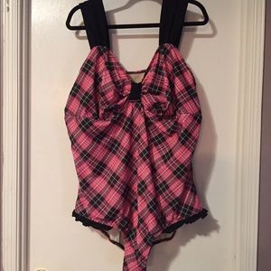Pink Plaid Bathing Suit