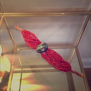 Beads Bracelet with Bronze Center Piece