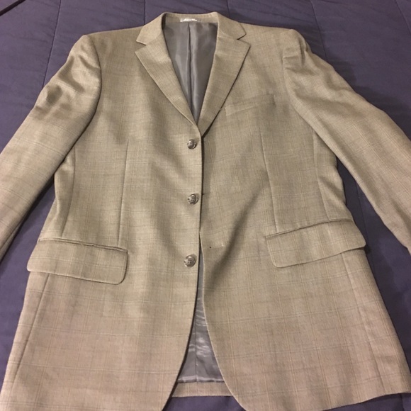 Oscar De La Renta 44L Windowpane Plaid Sports Coat