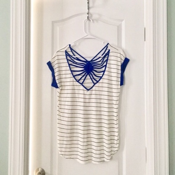 White and blue line blouse.
