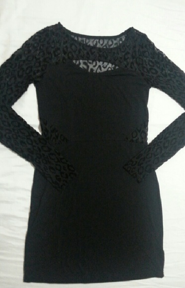 Sheer Longsleeve Little Black Casual Dress - Picture 1 of 2