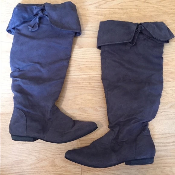 Charlotte Russe Shoes - Dark gray suede boots