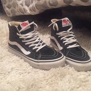 Black and White Van Hi-Tops Women's Size 6.5