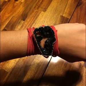 "Wrapped on You" red & black druzy choker/bracelet