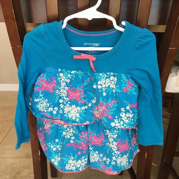 Blue tiered floral shirt