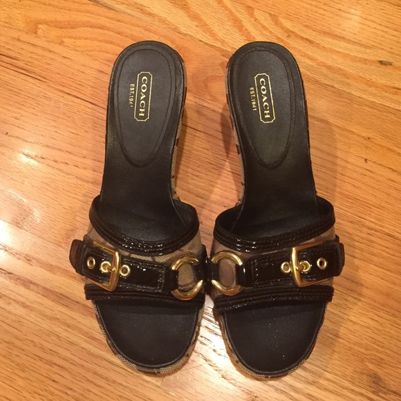 Like new Coach, brown, wedge, size 6