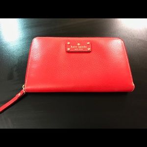 Kate Spade ♠️ Large Zip Wallet- orange red