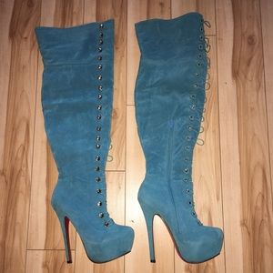 Amiclubwear thigh high boots velvet faux suede