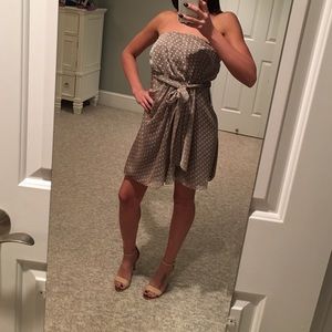 Beige and cream polka dot dress