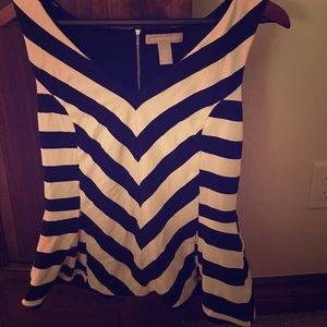 Banana republic striped sleeveless peplum blouse
