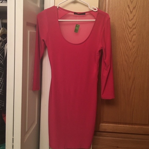 Pink stretchy dress with sheer back