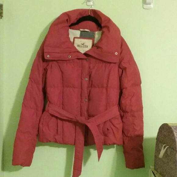 Red Hollister puffer coat, size medium