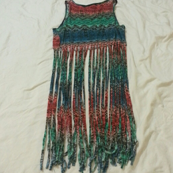 Pattern Throwback Fringe Tank Top - Picture 2 of 3