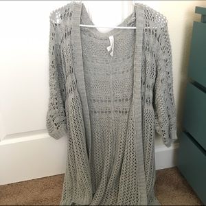 grey aeropostale open knit cardigan