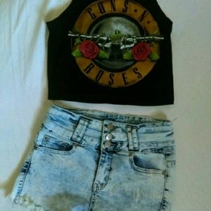 High-Waisted Acid Wash Shorts.