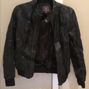 Moto bomber jacket, faux leather