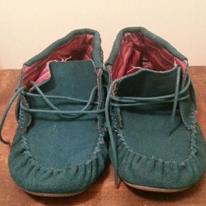 Dark Teal Suede Moccasins