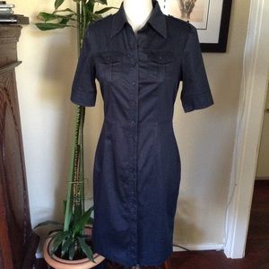Black fitted military inspired dress