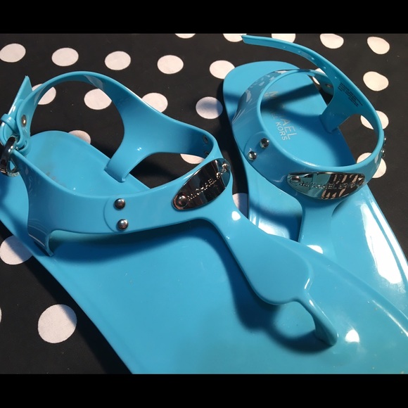 Michael Kors MK Aqua Blue Jelly Sandals