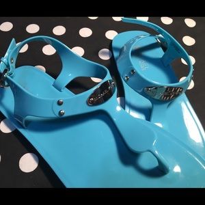 Michael Kors MK Aqua Blue Jelly Sandals
