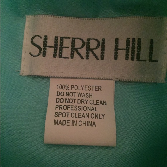 Sherri Hill teal prom beaded dress - Picture 4 of 4