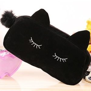 Black kitty makeup bag