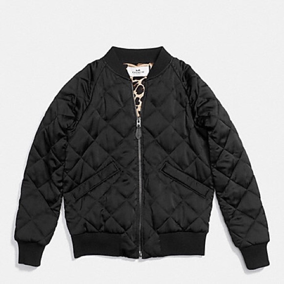 Coach Black Quilted Bomber Jacket