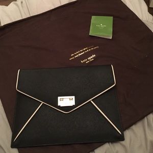Authentic Kate Spade, black envelope clutch bag