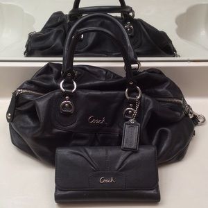 Black Authentic Coach purse and matching wallet