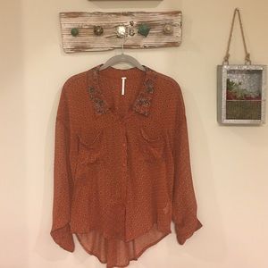 Free People Blouse -- Burnt Orange ; XS