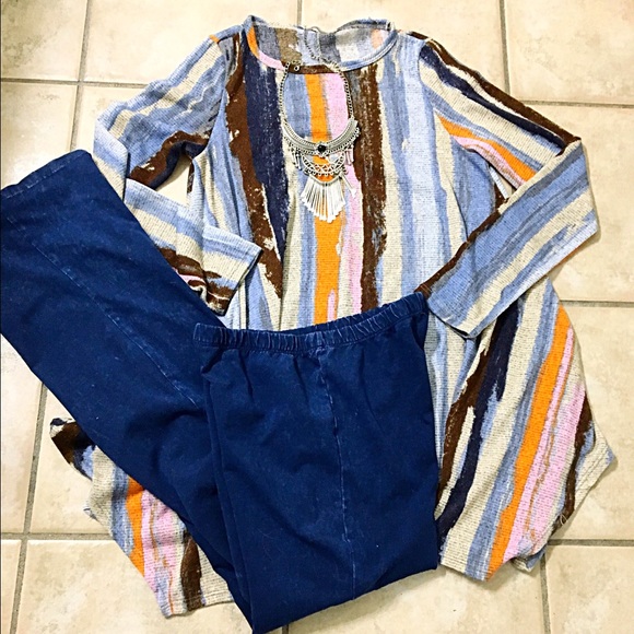 So chic/comfy Denim look flared pants! LAST ONE! - Picture 3 of 3