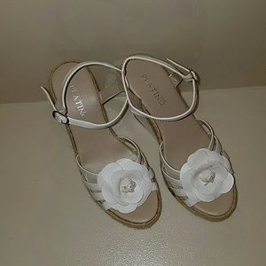 Purcashed in Italy. Platino White wedge shoes