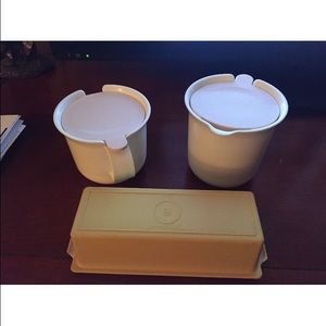 Tupperware butter dish, Creamer & Sugar holder..