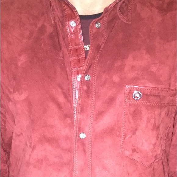 Stefano Ricci
Croc-Placket Suede Shirt, Red
