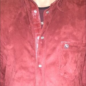 Stefano Ricci
Croc-Placket Suede Shirt, Red