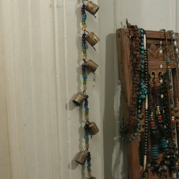 Boho Copper Bells Strung On Colorful Beads