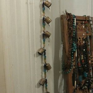 Boho Copper Bells Strung On Colorful Beads