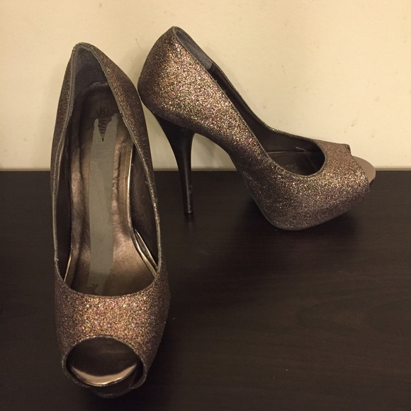 Silver Glitter Heels