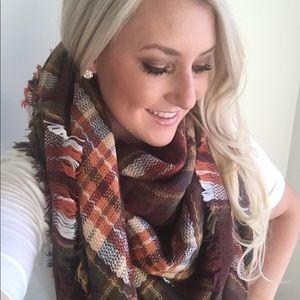 Oversized Plaid Blanket Scarf Zara Inspired Brown
