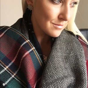 Plaid and herringbone blanket scarf Christmas Plai