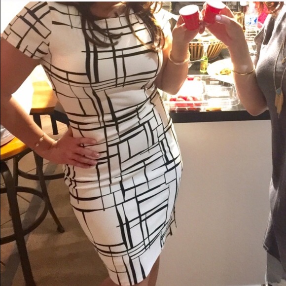 Black and white midi dress