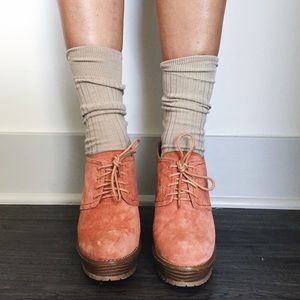 Urban Outfitters Coral Suede Wedges