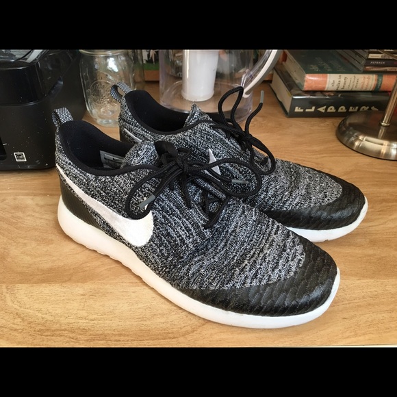 Nike Shoes - Customized Black and White Nike Roshe Runners