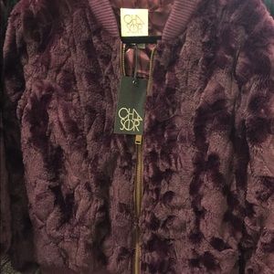 Vintage style bomber faux fur jacket, Sz L