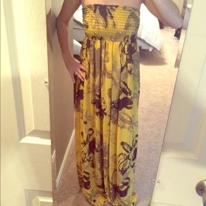 Mustard Yellow Pattern Maxi Dress