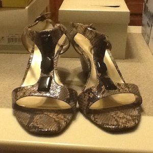 Anne Klein snake skin brown sandals