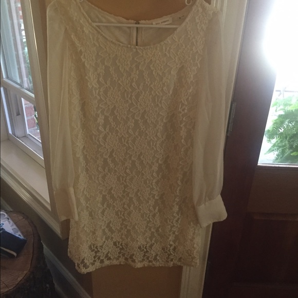 Cream lace dress.