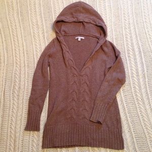 Brown hooded tunic sweater