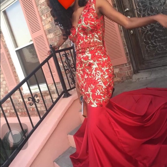 Red and Gold Prom dress